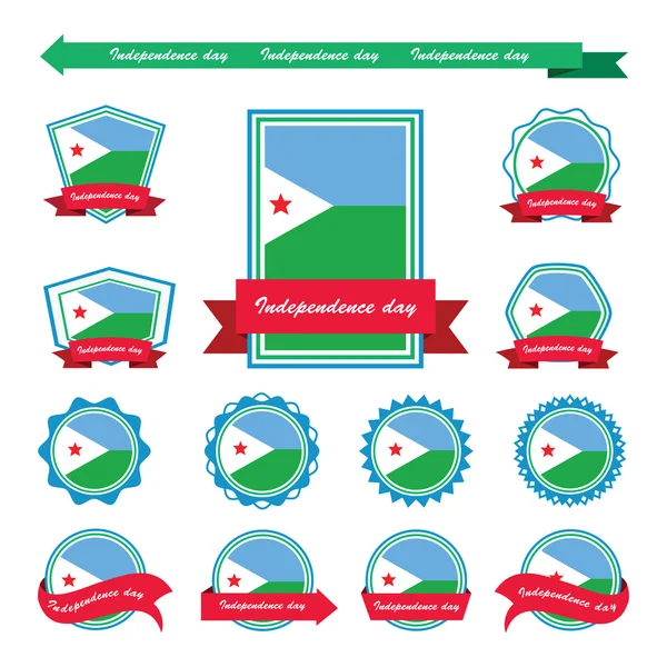 Djibuti independência dia bandeiras infográfico design —  Vetores de Stock