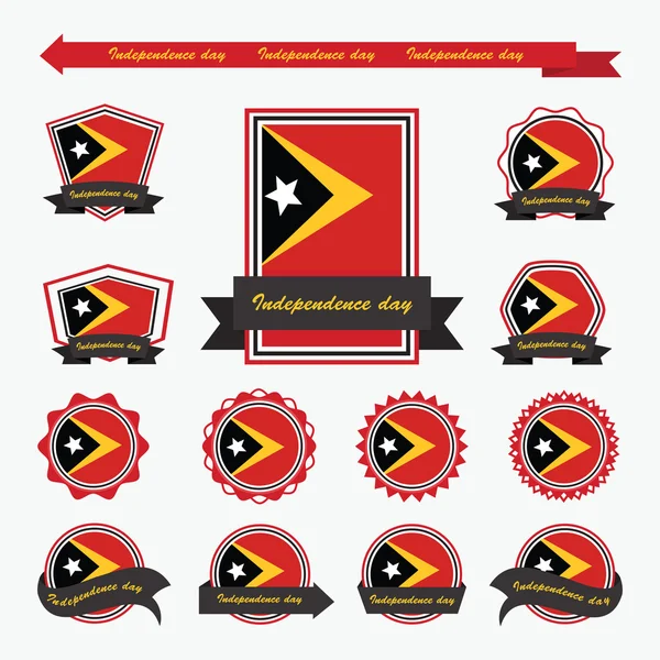 Etiqueta Dia da independência do timor leste bandeiras design infográfico —  Vetores de Stock
