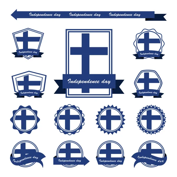 Label finland independência dia bandeiras infográfico design —  Vetores de Stock