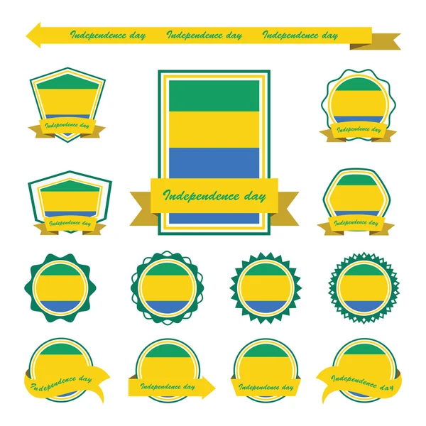 Label gabon independência dia bandeiras design infográfico —  Vetores de Stock