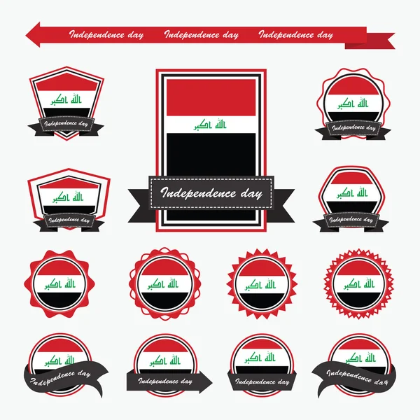 Etiqueta iraq día de independencia banderas diseño infográfico — Vector de stock