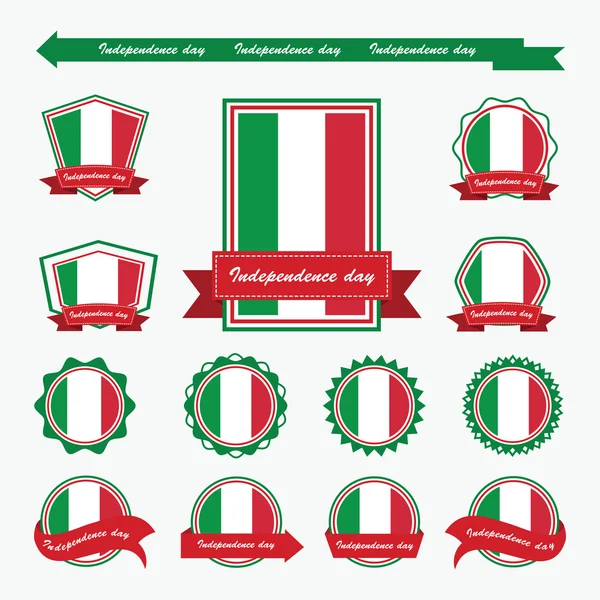 Etiqueta Itália independência dia bandeiras infográfico design —  Vetores de Stock