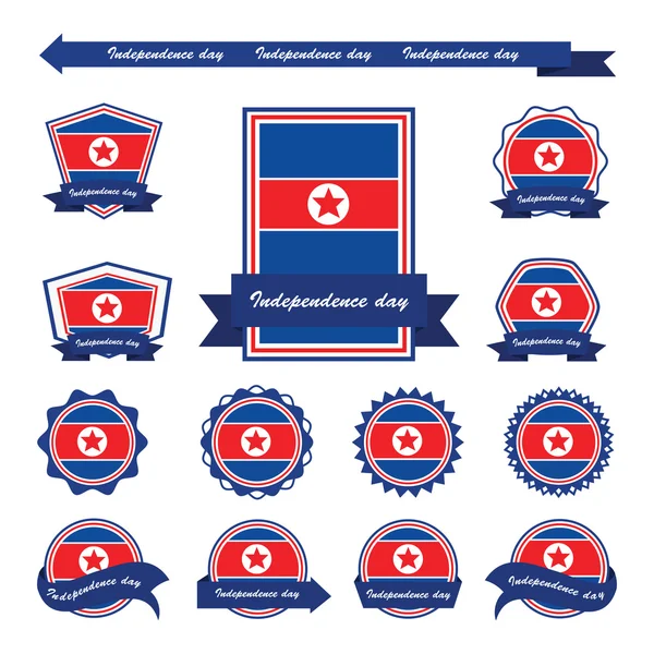 Corée du Nord indépendance jour drapeaux infographie design — Image vectorielle
