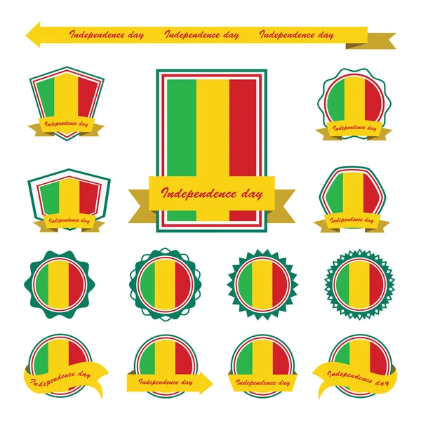 Mali indépendance jour drapeaux infographie conception — Image vectorielle