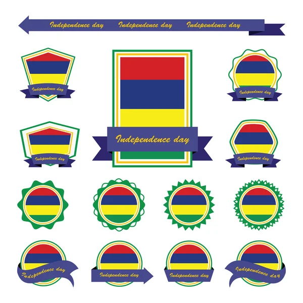 Mauritius independência dia bandeiras infográfico design —  Vetores de Stock