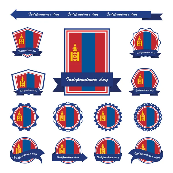 Bandeiras do dia da independência da Mongólia design infográfico —  Vetores de Stock