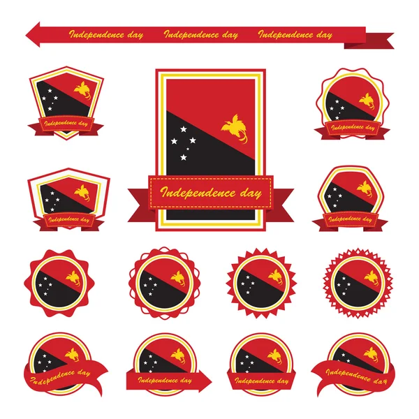 Papua Nova Guiné independência dia bandeiras design infográfico —  Vetores de Stock