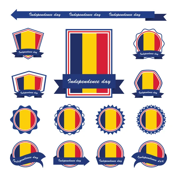 Dia da independência da Romênia bandeiras design infográfico —  Vetores de Stock