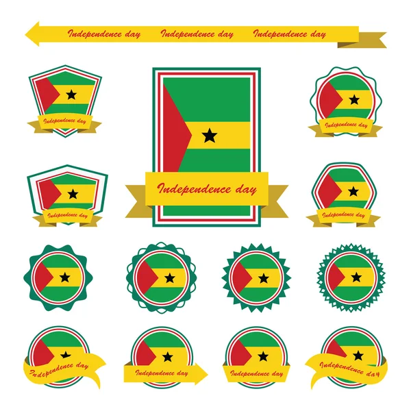 São Tomé e Príncipe independência dia bandeiras design infográfico —  Vetores de Stock