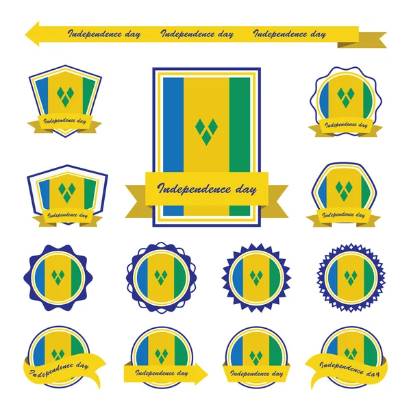 St vincent & the grenadines independência dia bandeiras infográfico d —  Vetores de Stock