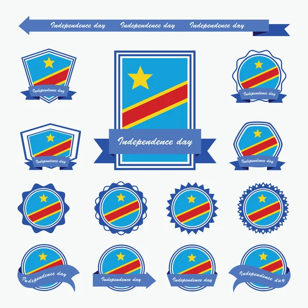 A república democrática do dia da independência do Congo bandeiras info —  Vetores de Stock