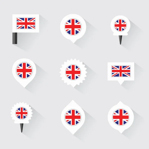 영국 국기와 infographic, 및 지도 디자인에 대 한 핀 — 스톡 벡터