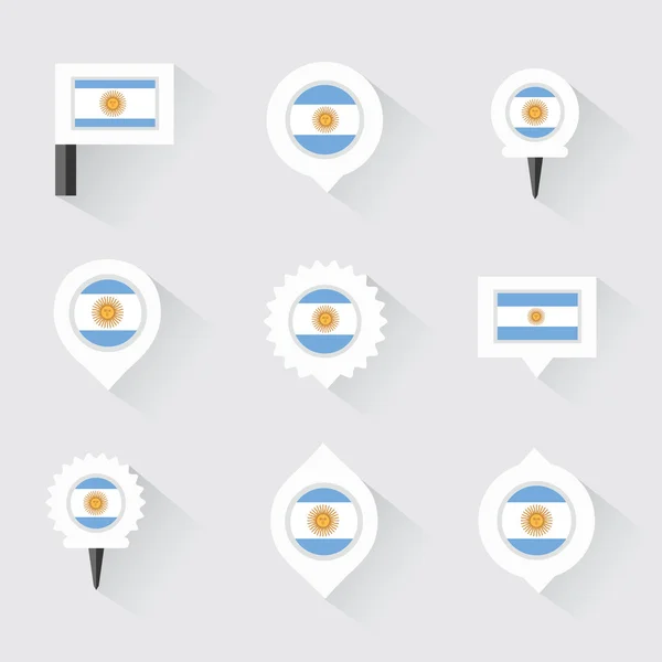 Bandeira argentina e pinos para infográfico, e design de mapa —  Vetores de Stock