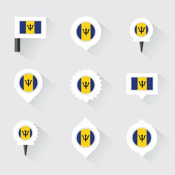 Barbados Flagge und Anstecknadeln für Infografik und Kartendesign — Stockvektor