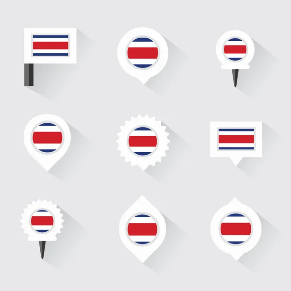 Costa Rica Bandera y alfileres para infografía, y diseño de mapas — Vector de stock