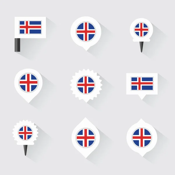 아이슬란드 국기와 infographic, 및 지도 디자인에 대 한 핀 — 스톡 벡터