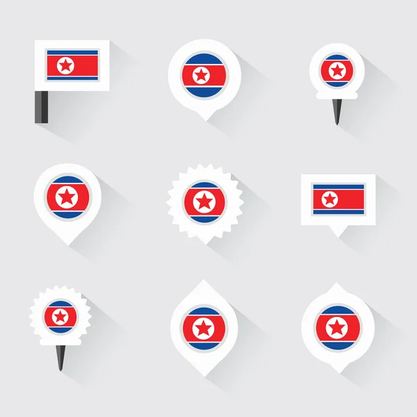 한국 북한 국기와 infographic, 및 지도 디자인에 대 한 핀 — 스톡 벡터