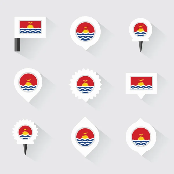 Bandera Kiribati y alfileres para infografía, y diseño de mapas — Vector de stock