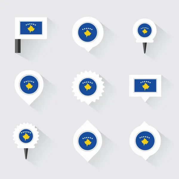 Kosovo-Fahne und Anstecknadeln für Infografik und Kartendesign — Stockvektor