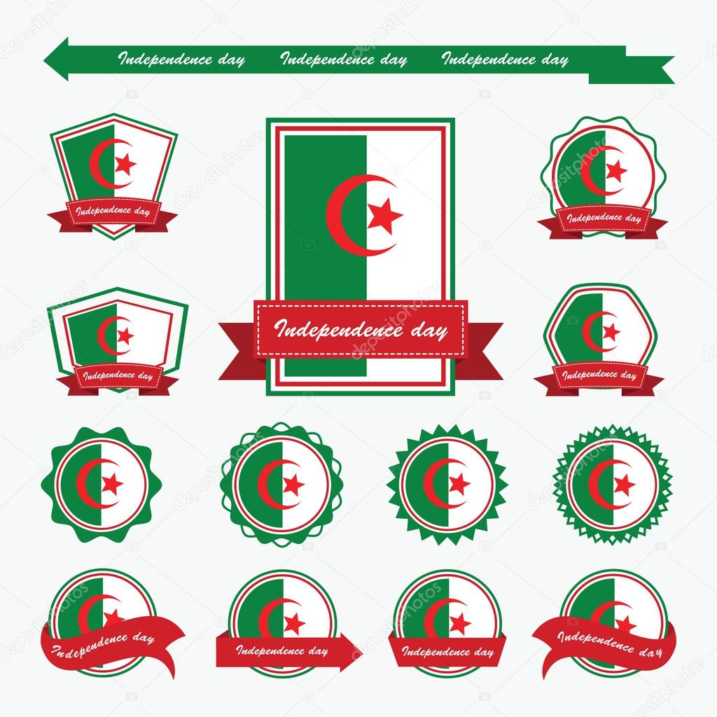 algeria independence day flags infographic design