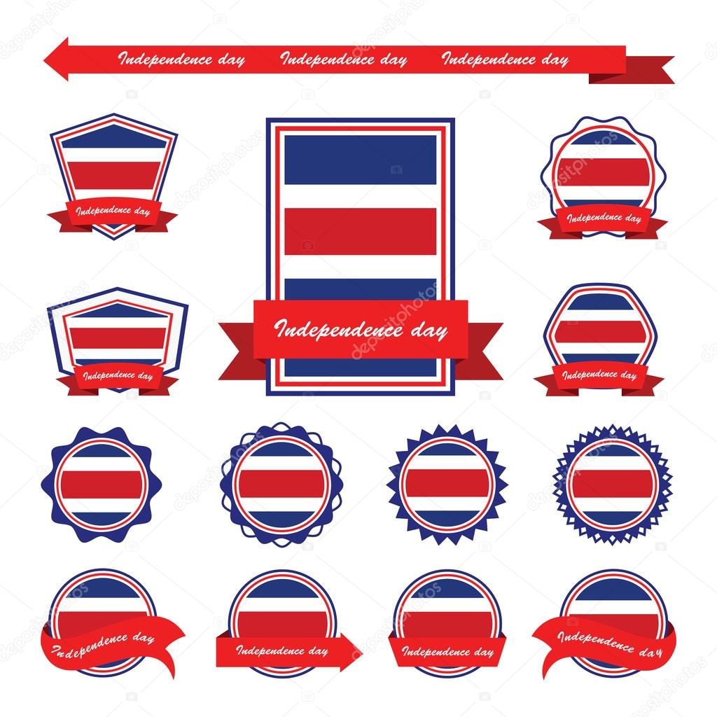 costa rica independence day flags infographic design