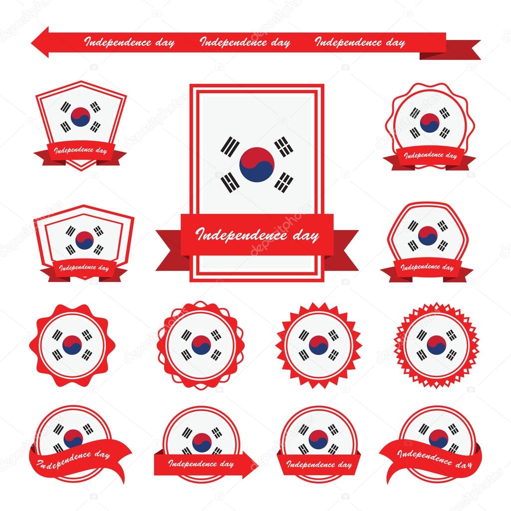 Korea South independence day flags infographic design
