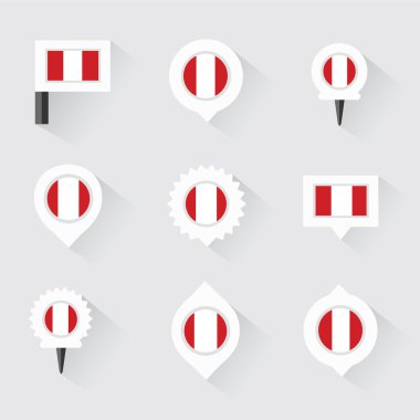 Peru bayrağı ve pins Infographic ve harita tasarım için