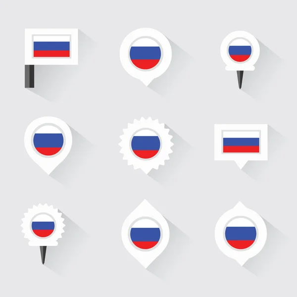 Russia flag and pins for infographic, and map design — Stock Vector