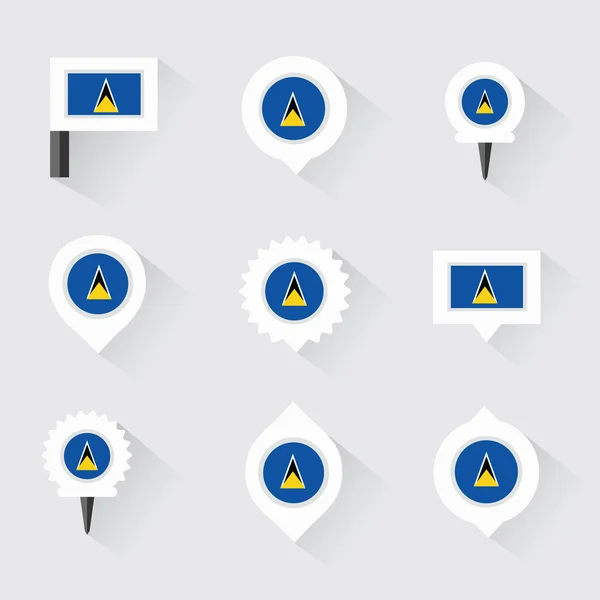St lucia flag und pins für infografik und kartendesign — Stockvektor