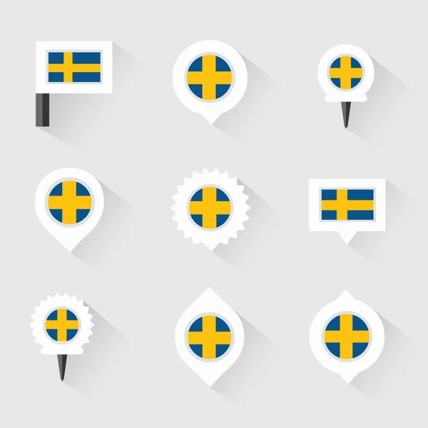 Прапор Швеції та PIN-коди для інфографіки і мапі дизайн — стоковий вектор