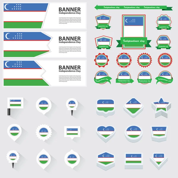 Usbekistan Unabhängigkeitstag, Infografik und Etikettenset. — Stockvektor