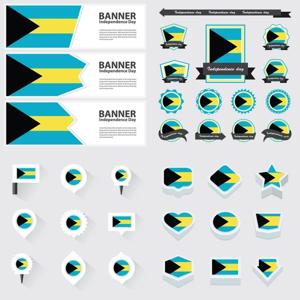 Bahamas fête de l'indépendance, infographie et étiquette Set . — Image vectorielle