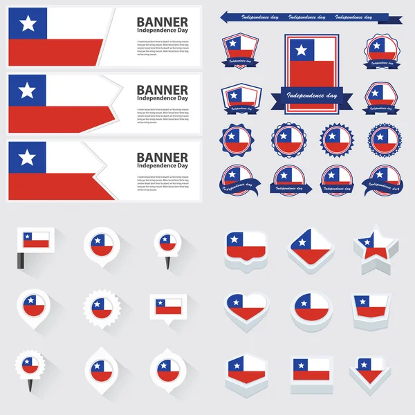 Chile niepodległości, plansza, a etykieta zestaw. — Wektor stockowy