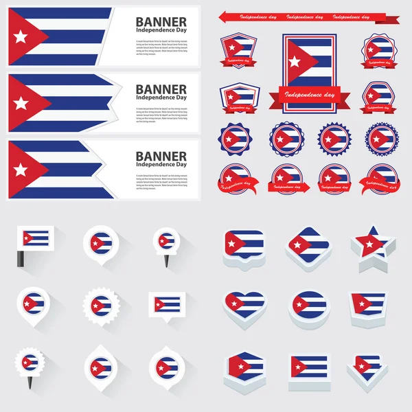 Kuba Dzień Niepodległości, plansza, a etykieta zestaw. — Wektor stockowy