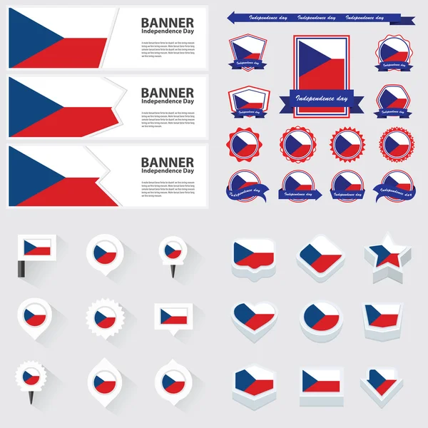 Unabhängigkeitstag der Tschechischen Republik, Infografik und Etikettenset. — Stockvektor
