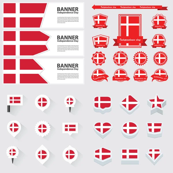 Denmark día de la independencia, infografía, y conjunto de etiquetas . — Archivo Imágenes Vectoriales