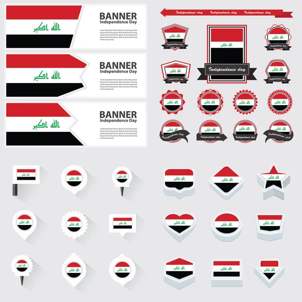 Irakischer Unabhängigkeitstag, Infografik und Etikettenset. — Stockvektor