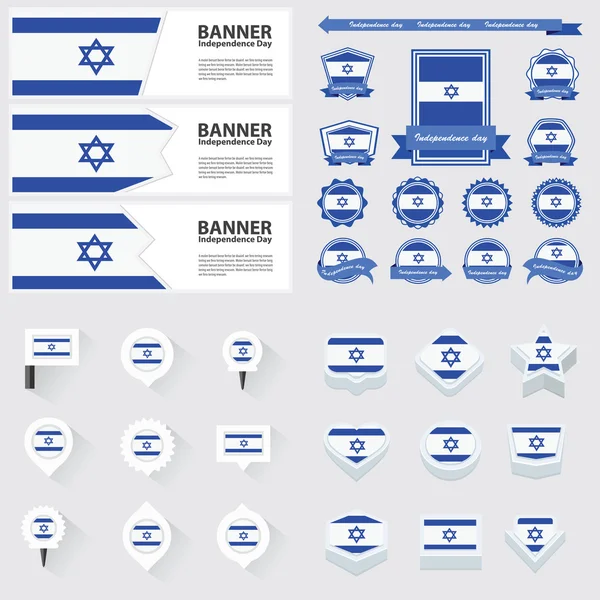 Den nezávislosti Izraele, infographic a label soubor. — Stockový vektor