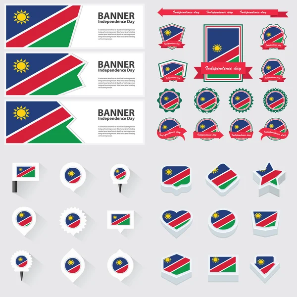 Día de la independencia de Namibia, infografía y etiqueta Set . — Archivo Imágenes Vectoriales