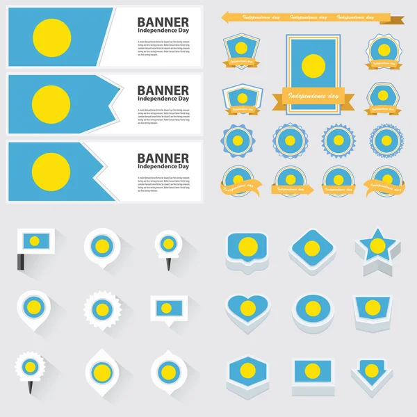 Palau fête de l'indépendance, infographie et étiquette Set . — Image vectorielle