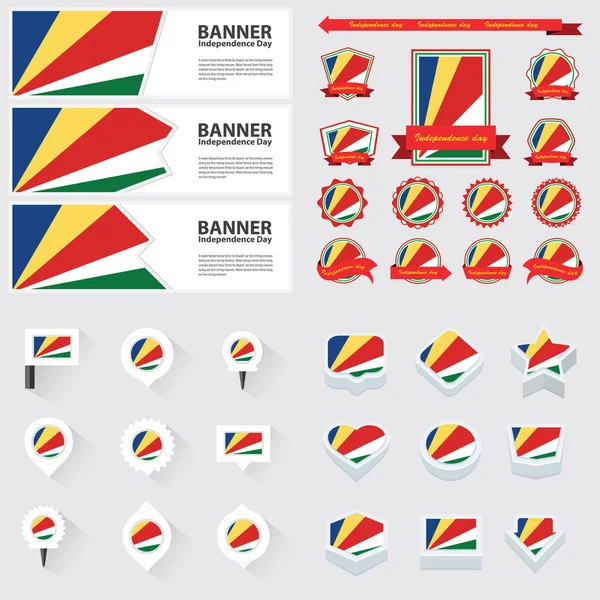 Seychelles fête de l'indépendance, infographie et étiquette Set . — Image vectorielle