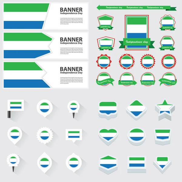 Sierra leone fête de l'indépendance, infographie et étiquette Set . — Image vectorielle