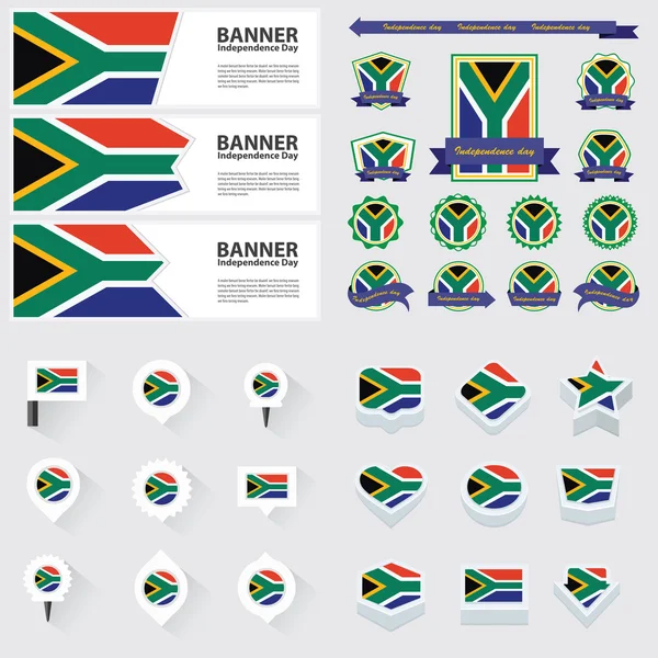 Afrique du Sud fête de l'indépendance, infographie et étiquette Set . — Image vectorielle