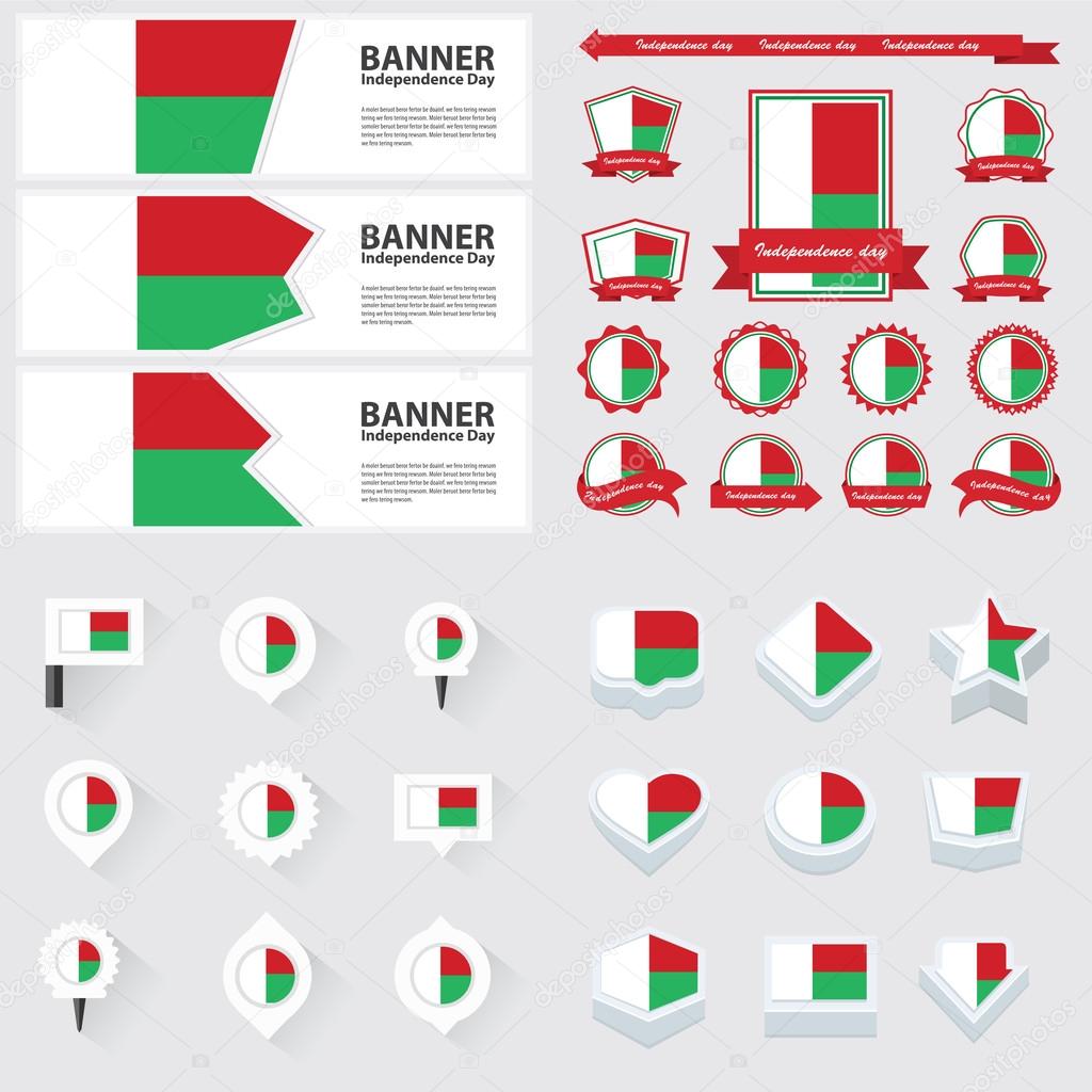 madagascar independence day, infographic, and label Set.