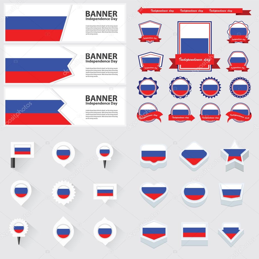 russia independence day, infographic, and label Set.