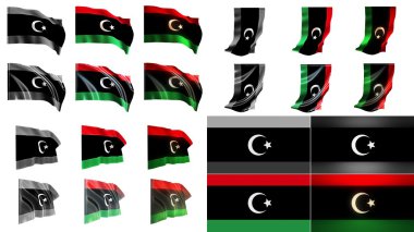 Libya bayrakları sallayarak stilleri küçük boyutu küme