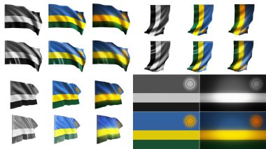 Ruanda bayraklar sallayarak stilleri küçük boyutu küme