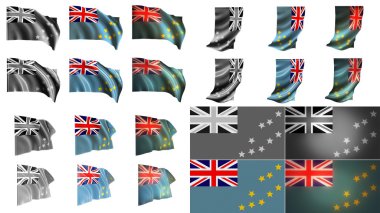 Tuvalu bayraklar sallayarak stilleri küçük boyutu küme