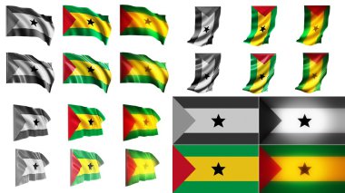 Sao tome ve principe bayraklar sallayarak stilleri küçük boyutu küme