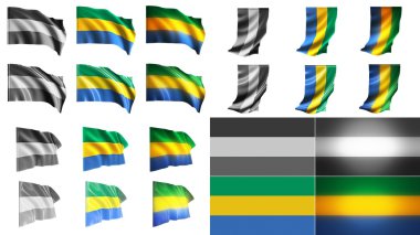 Gabon bayraklar sallayarak stilleri küçük boyutu küme